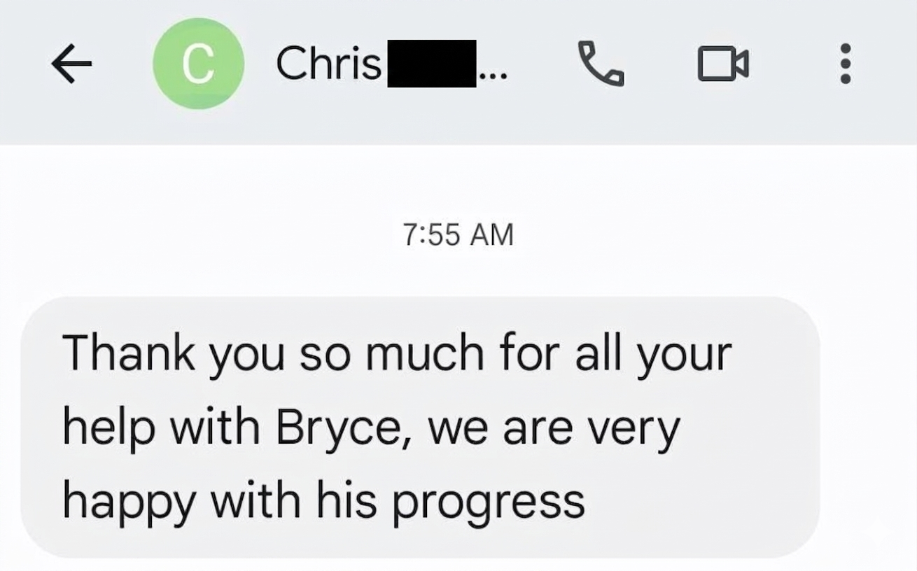 Testimonial from Bryce's care team