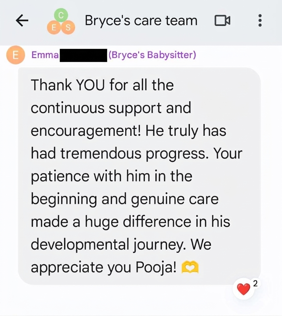 Testimonial from Bryce's family