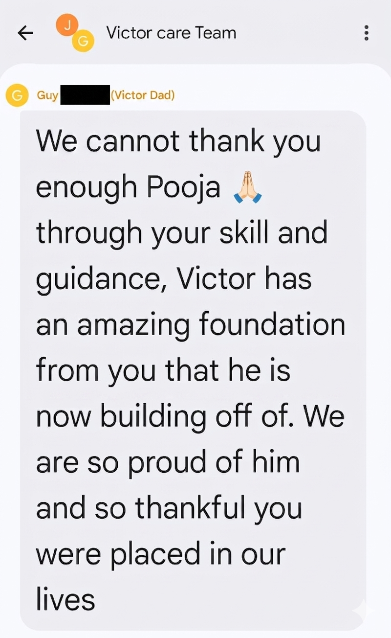 Testimonial from Victor's parents