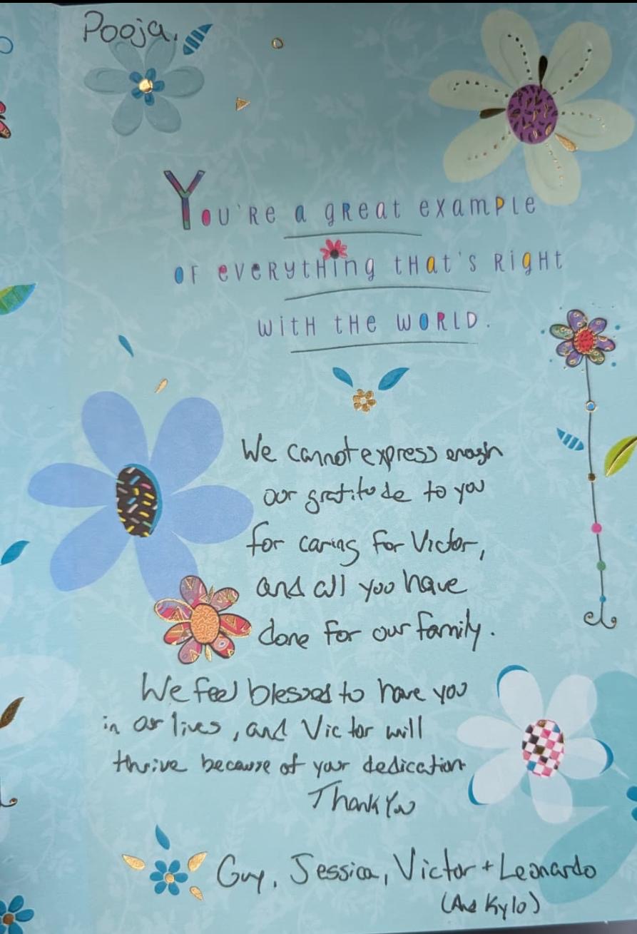 Testimonial from Victor's family